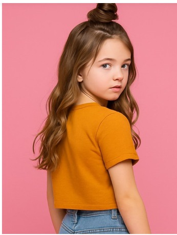 BaawriGirls Round Neck Printed Crop Top view 2
