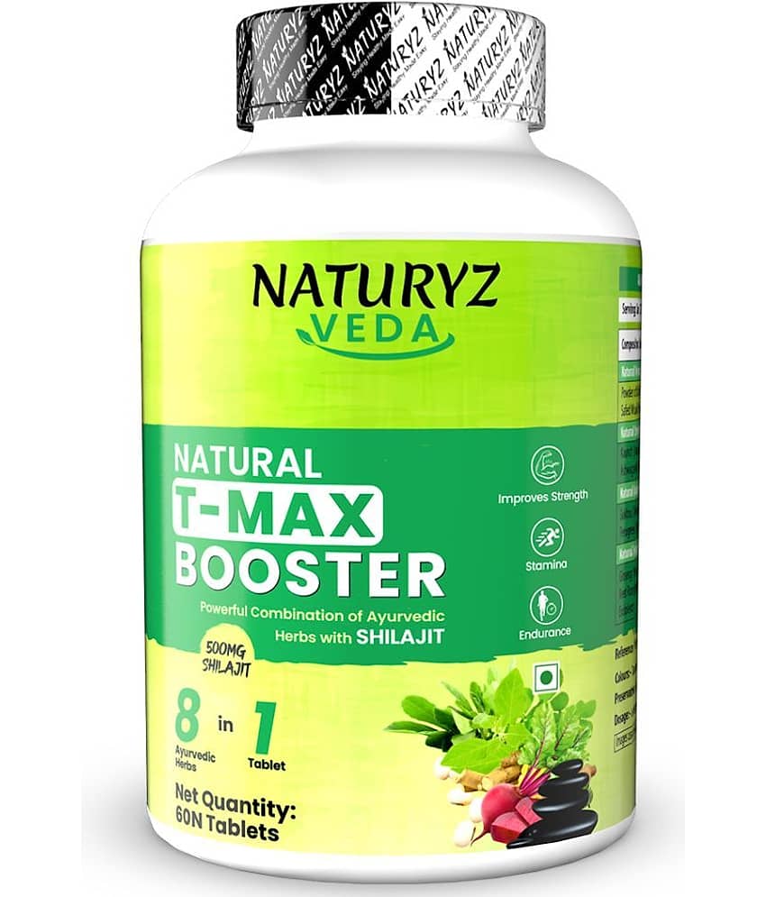 NATURYZ VEDA T-MAX Booster Pure Shilajit Ashwagandha For Strength, Stamina, Vitality - 60 Tablets