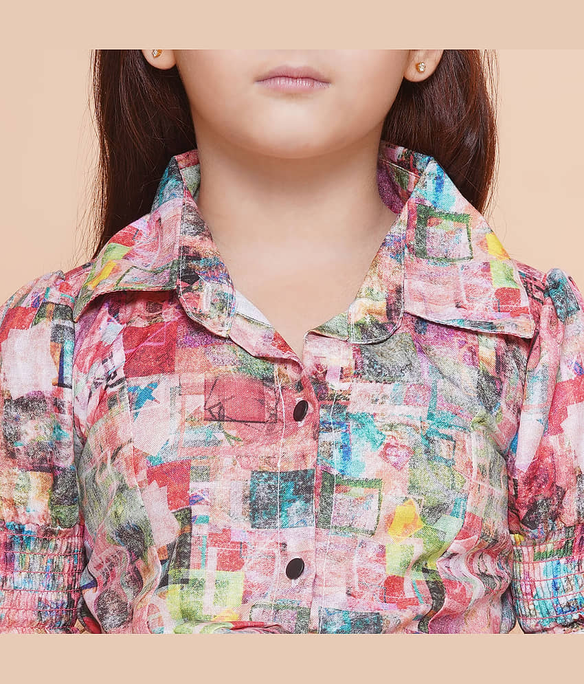 Arshia Fashions Cotton Blend Dress For Girls ( Pack of 1 , Multicolor ) view 2