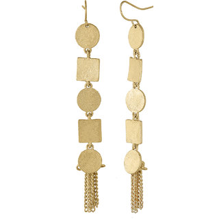 Round Square Dangler Earrings for Girls Alloy Material Made in India Earrings for Women's Fashion Jewellery for Party view 2