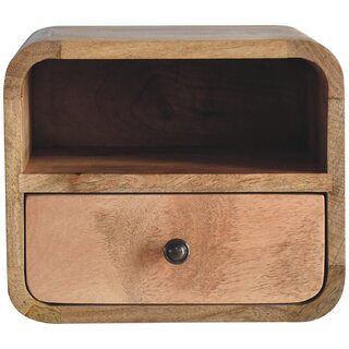 Extra Mini Wall Mounted Curved Oak-ish Bedside with Open Slot view 2