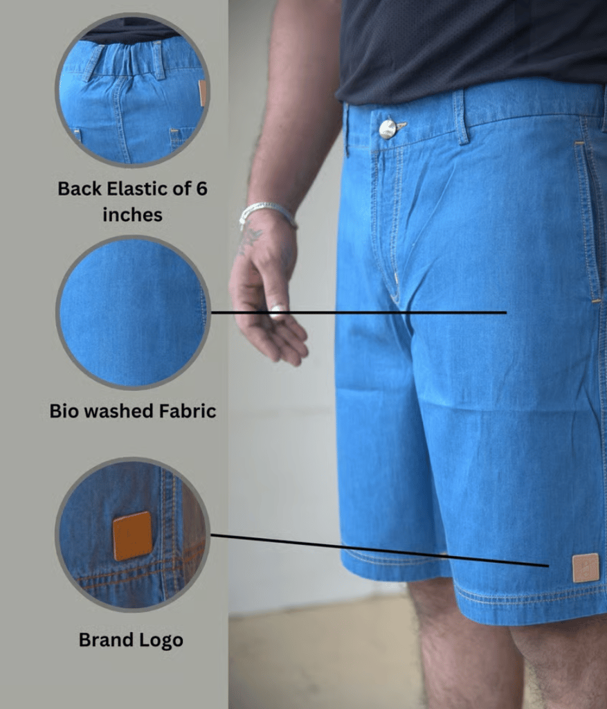 Johnny Gorkha Men's Denim Shorts | 100% Cotton Fabric view 2