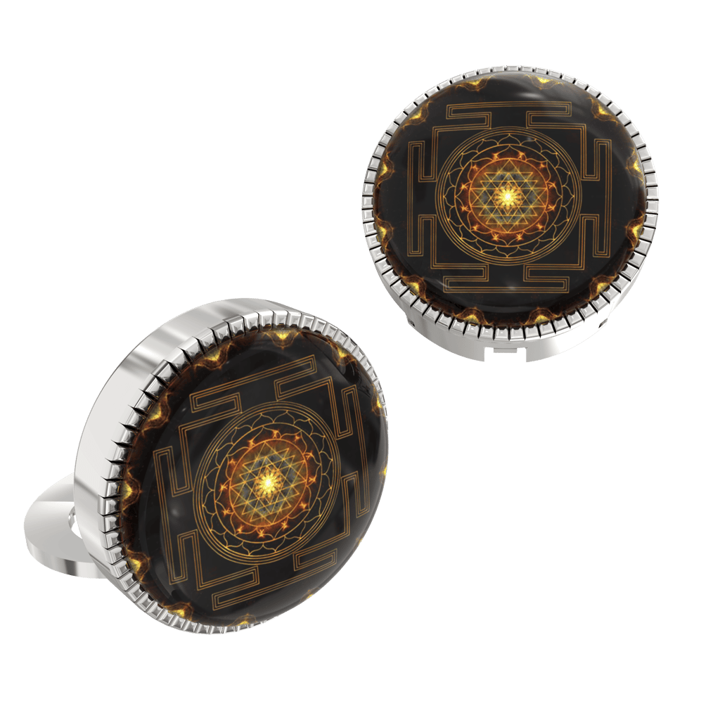 The Smart Buttons - Shirt Button Cover Cufflinks for Men - Sri Yantra view 2