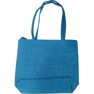 Blue Premium Jute Teddy Multipurpose Bag For Women view 2