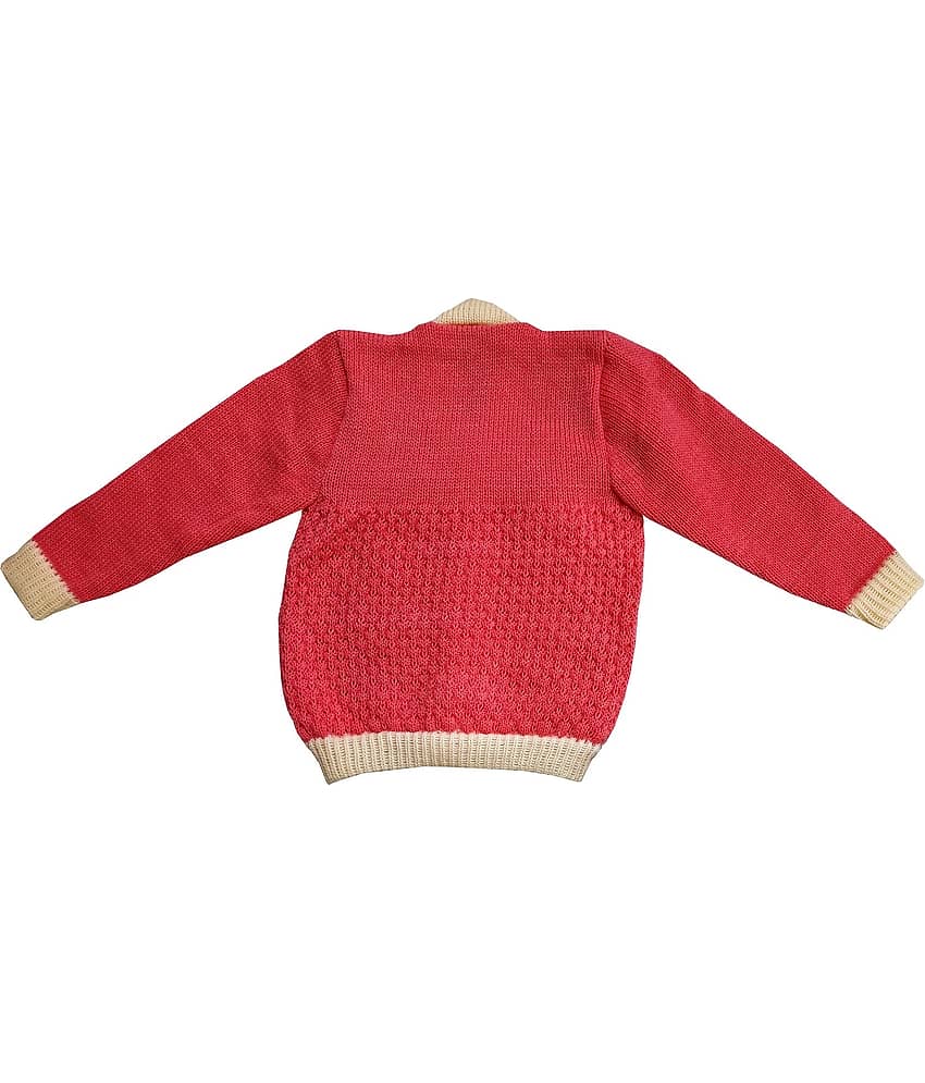 LITTLE PANDA Single Unisex for Baby Woollen Cardigans ( Deep Pink ) view 2