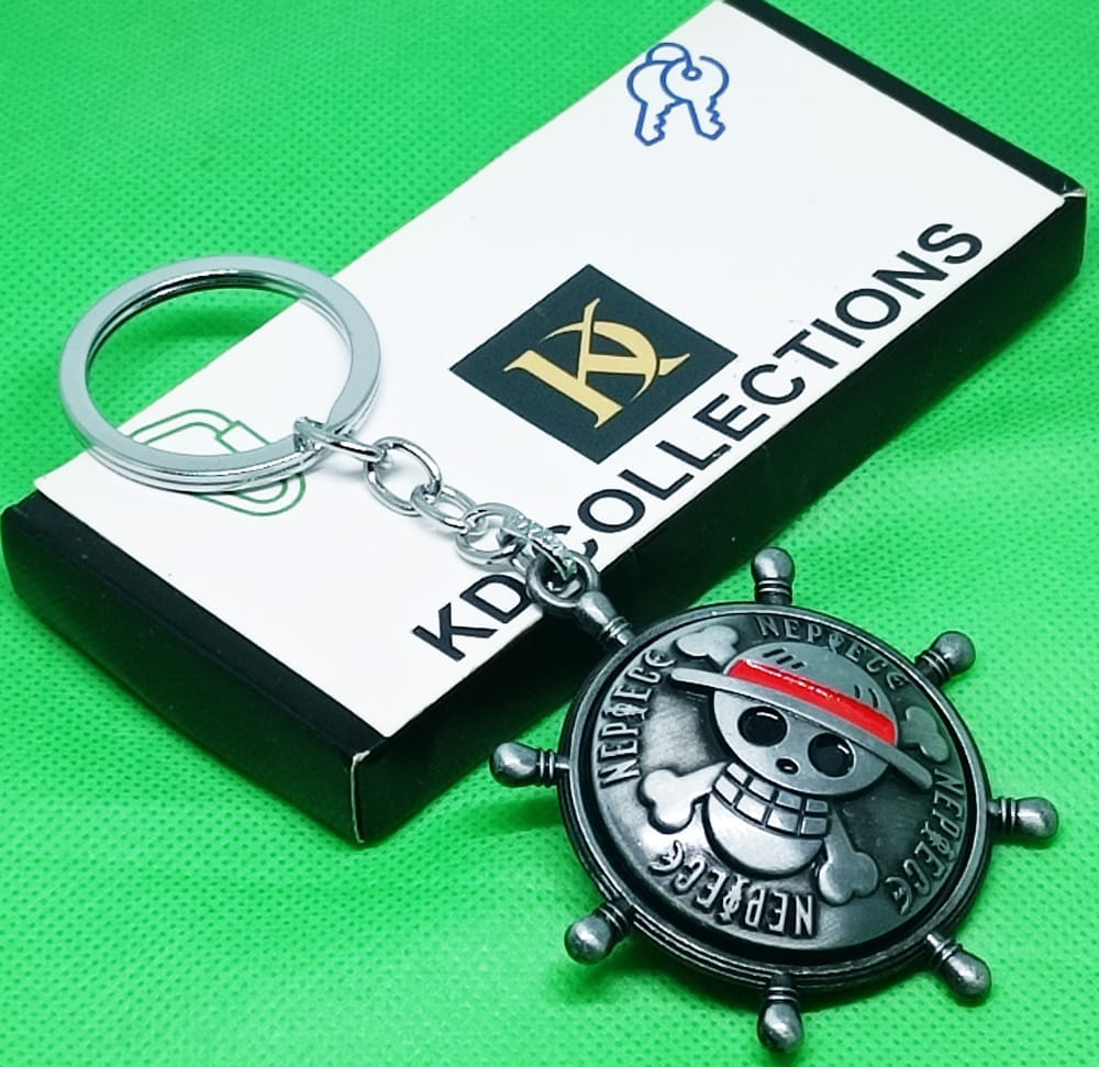 KD COLLECTIONS Anime Skull Ship Steering Wheel Revolving Rotating Keychain – Grey color – Pack of 1 Keychain view 2