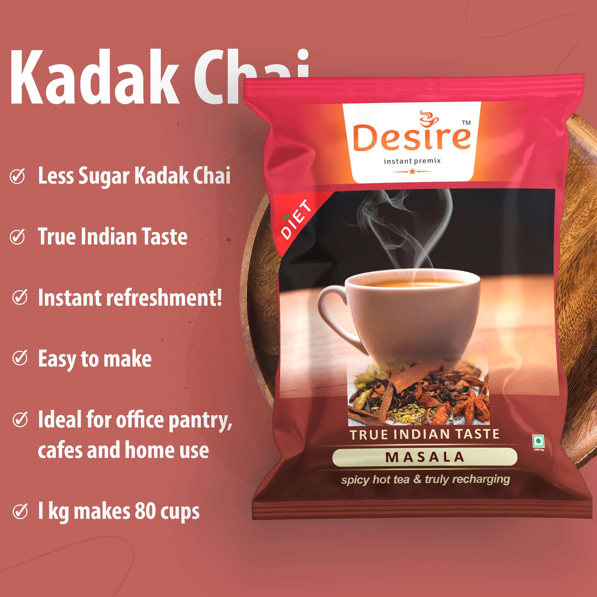 Desire Masala Instant Tea Premix (Diet), 500 gm view 2
