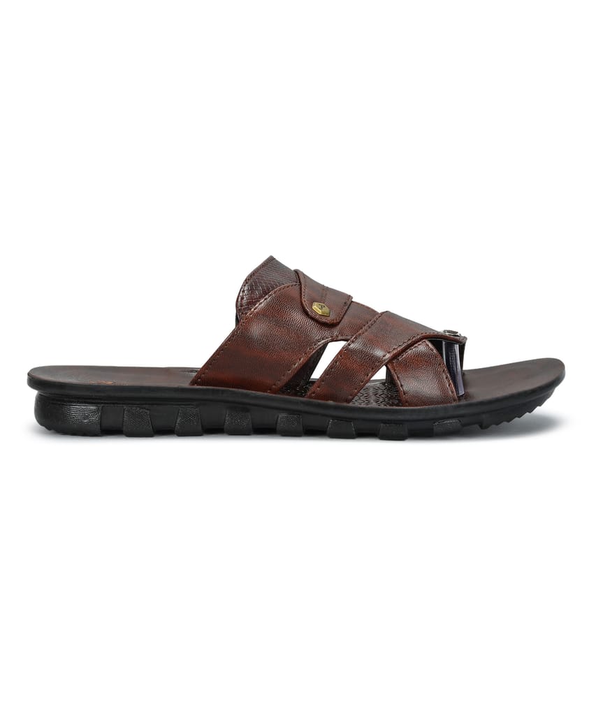 Paragon Men's Slip-on Brown Sandals for Men | Comfortable Sole & Durable view 2