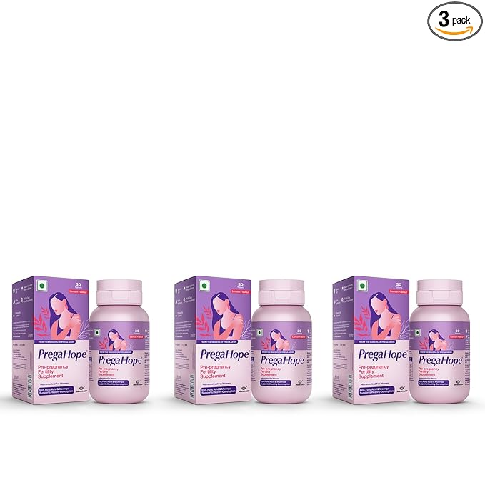 PregaHope Pre-pregnancy Fertility Supplement with Iron Folic Acid & Moringa | 30 Tab x Pack of 3