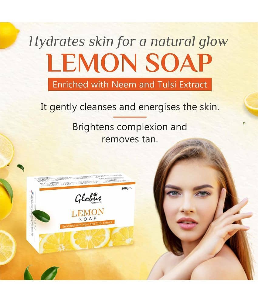 Globus Naturals Lemon Soap Enriched with Neem and Tulsi Extract Bathing Bar 100 g (Pack of 3) view 2