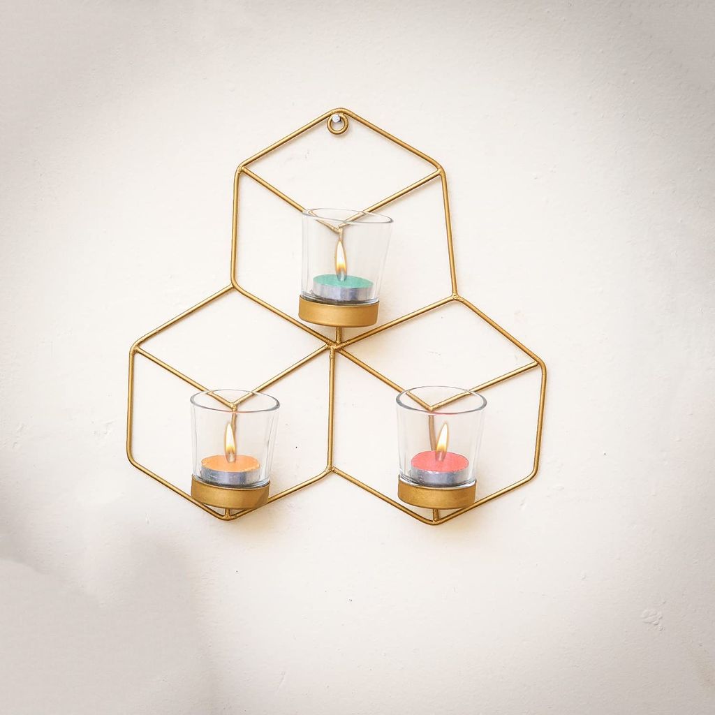 Craftlayout Iron Tea Light Candle Holder, Golden 11 Inch view 2