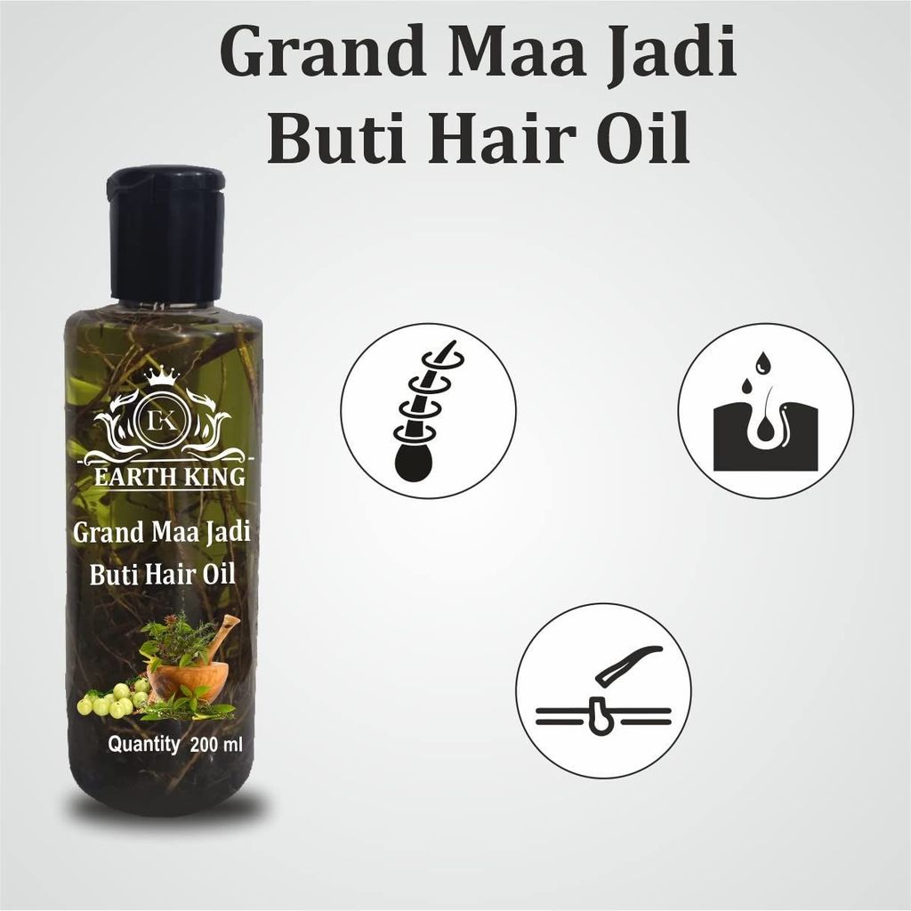 EARTH KING Grand Maa Jadi Buti Hair Oil | Jadibuti | Helps in Hair Fall Control and Hair Growth with Natural Herb for Men & Women � 200Ml view 2