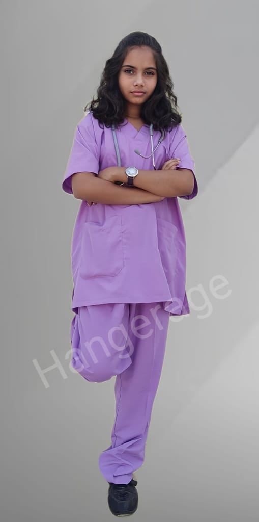 Scrub Suit | 5-Pockets Scrub | Lilac Color | Unisex Pattern | Set Of Upper & Bottom | Comfortable | Durable | Best Fitted For Medical Professionals view 2