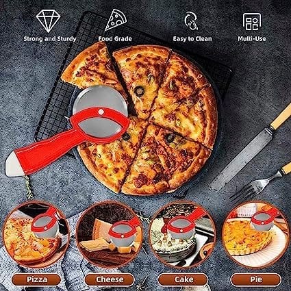 NEWWAY Combo of Stainless Steel Garlic Crusher, Lemon Squeezer with Bottle Opener and Pizza Cutter with Plastic Handle Combo Comfortable Handle Kitchen view 2