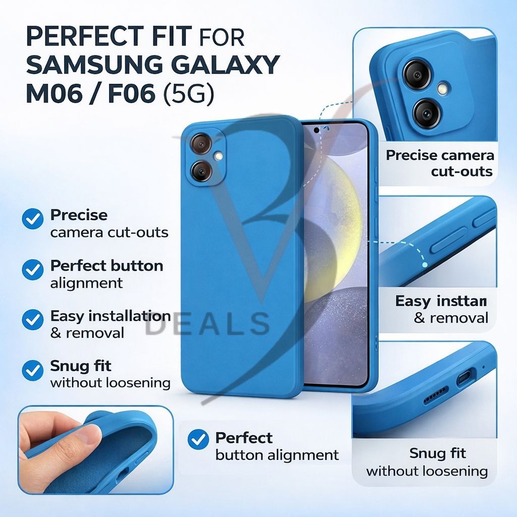 V3Deals Compatible with Samsung Galaxy M06 / F06 (5G) Silicone Mobile Cover | Camera Bump Protection & Inner Velvet Fabric Lining | Ultra Slim Matte Soft Rubberised Case Cover view 2