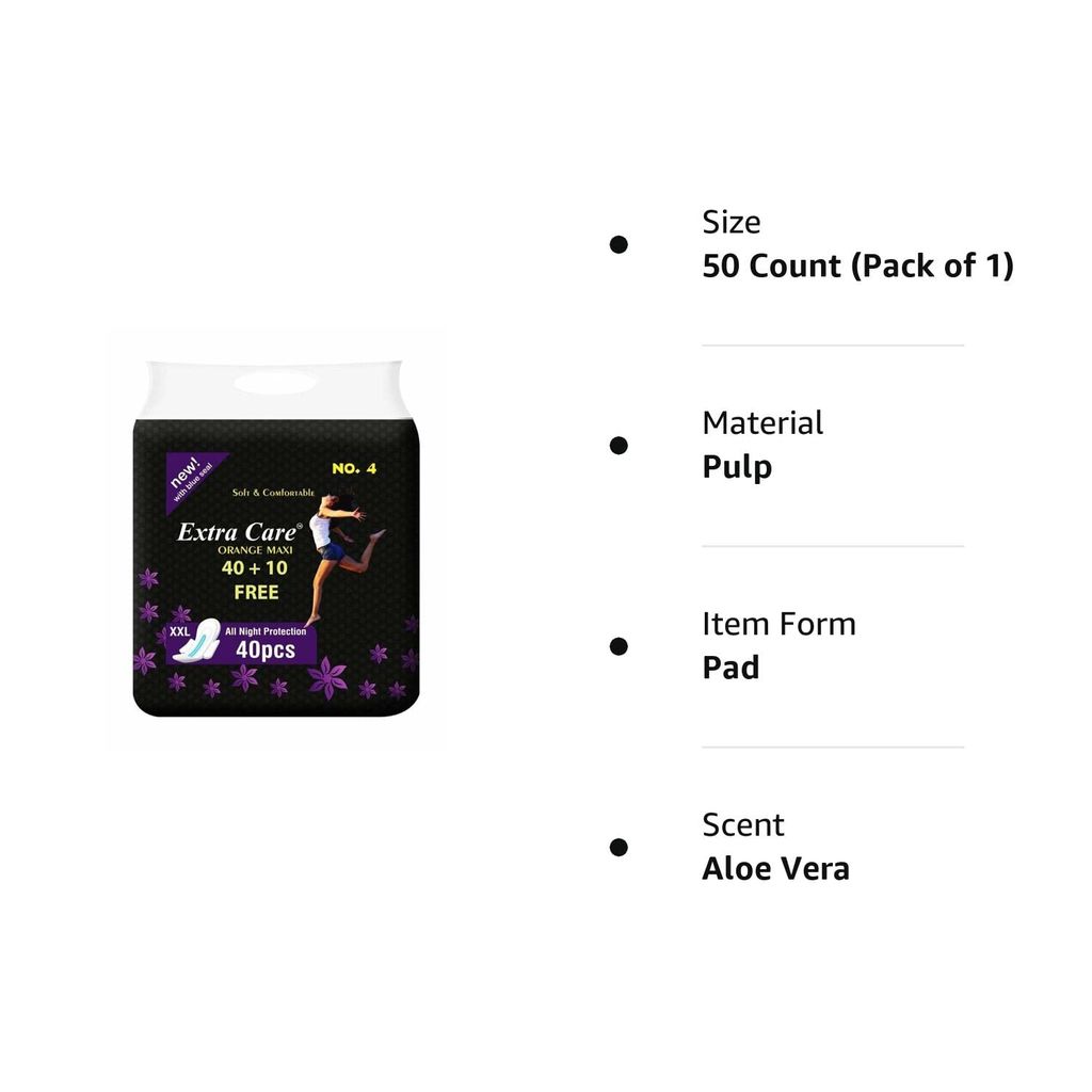 Extra Care Black Maxi Sanitary Pads for Women | Skin Friendly, Odour free Sanitary Napkins (80 Sanitary Pads + 20 Panty Liners, Size 2XL) view 2