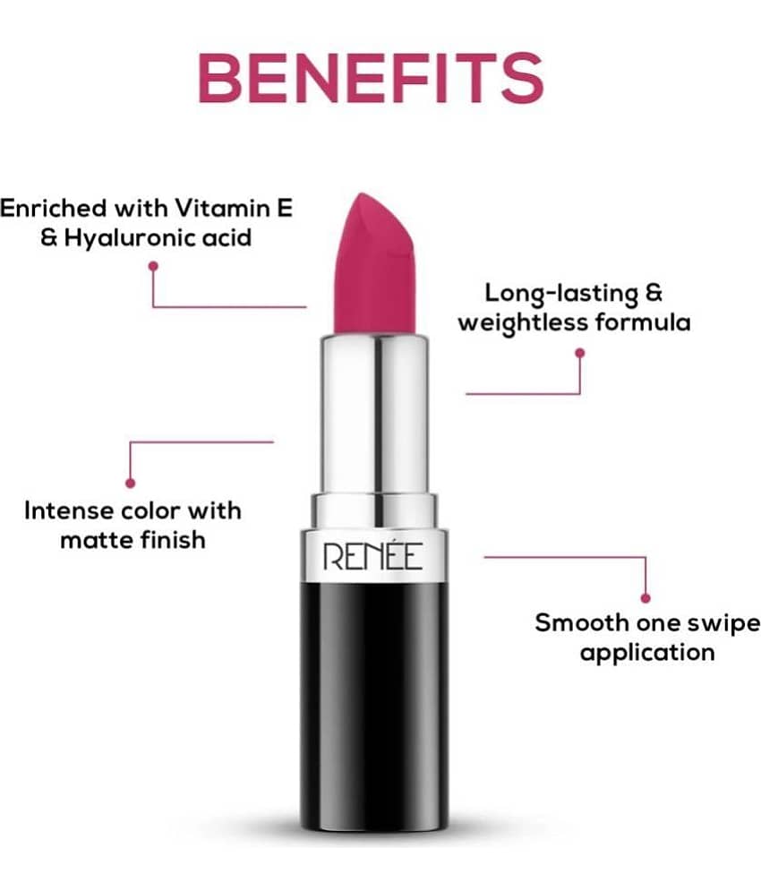 RENEE Stunner Matte Lipstick, Brave Heart, Intense Color Pay Off, Full Coverage, 4gm view 2