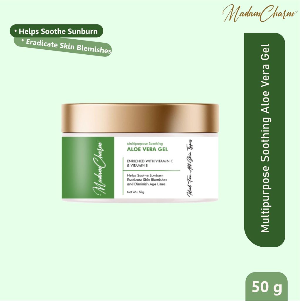 MadamCharm Aloe Vera Gel | Enriched With Vitamin C & Vitamin E | Helps Soothe Sunburn | Eradicate Skin Blemishes | Diminish Age Lines | 50g view 2