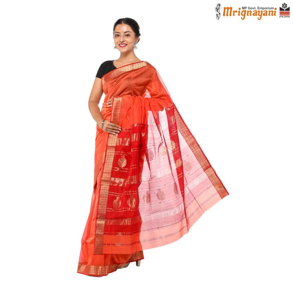 HANDLOOM MAHESHWARI SILK SAREE WITH BLOUSE (SKU - 3S0104180522, SAREE-1261) view 2