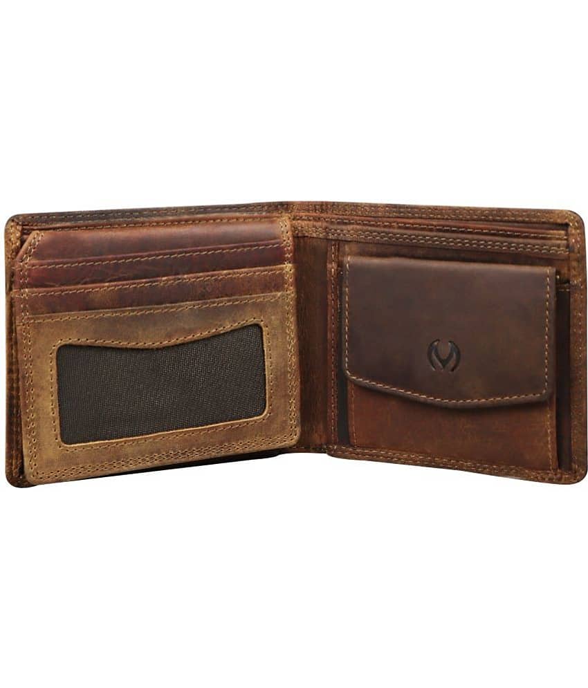 MODEWELT Brown Leather Men's Two Fold Wallet ( Pack of 1 ) view 2