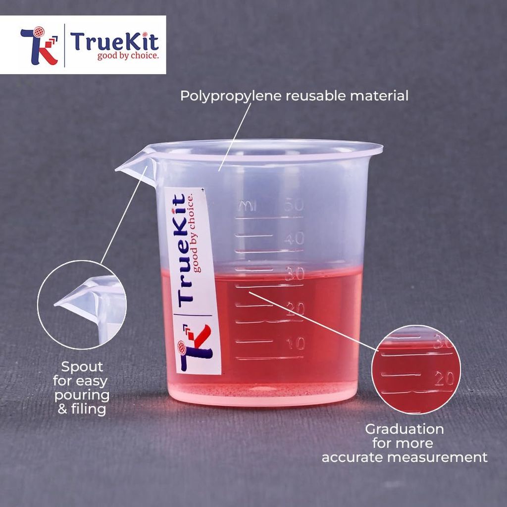 TRUEKIT Transparent Plastic Measuring Beaker with Graduation Marks (Pack of 4) view 2
