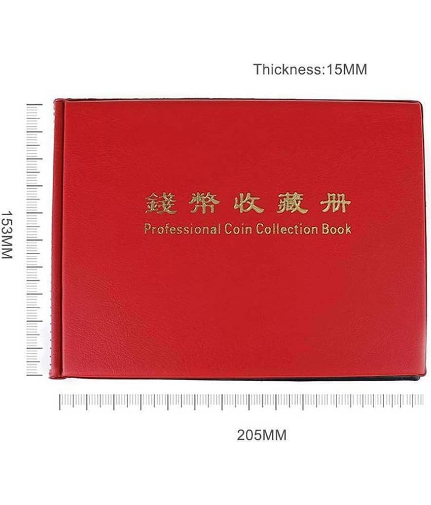 House of Quirk 240 Pockets Coin Holder Collection Coin Storage Album Book for Collectors, Money Penny Pocket - Red view 2