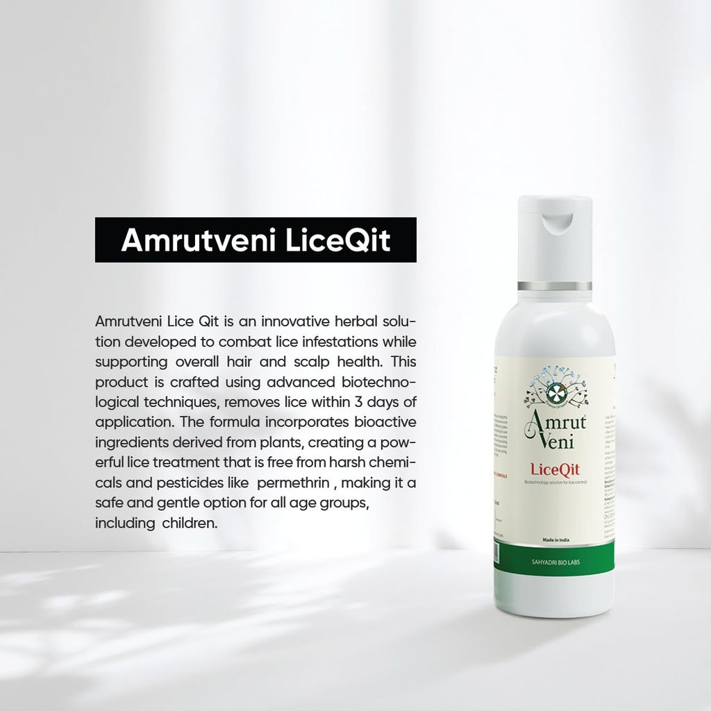 Amrutveni LiceQit Anti-Lice Hair Oil, 50ml | Natural Biotechnology Solution for Lice & Nits Control | Gentle & Effective Scalp Care view 2