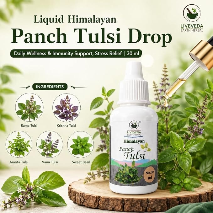 Divine Earth Herbal Liquid Himalayan Panch Tulsi Drop | Daily Wellness & Immunity Support, Stress Relief | 30 ml view 2