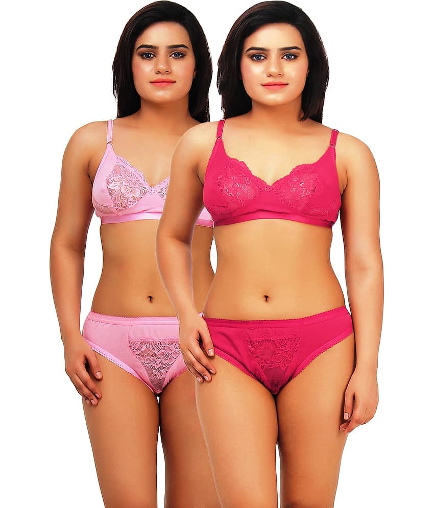 TCG Multi Color Cotton Lycra Bra & Panty Set