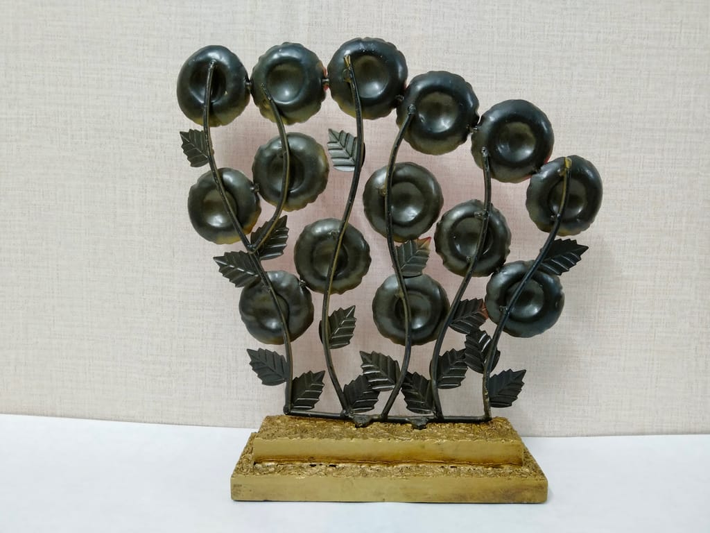 Handmade Beautiful Flower Table decor with Designed wooden Stand view 2