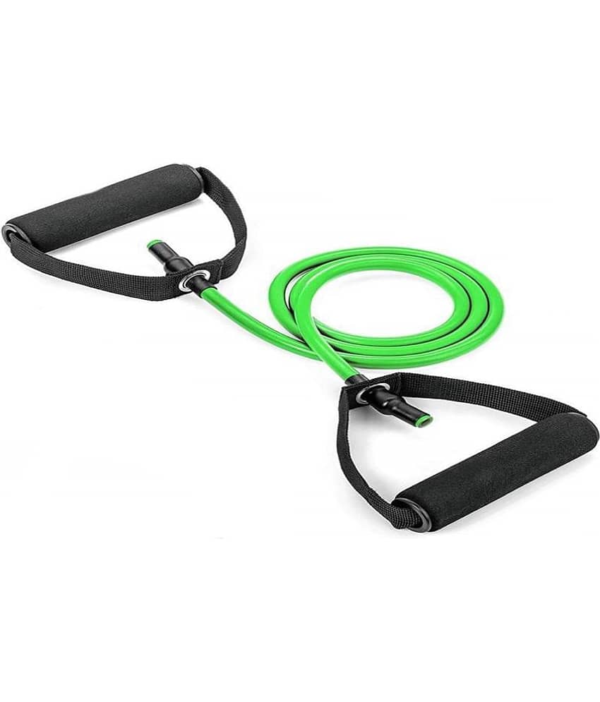 Single Toning Resistance Tube Pull Rope Exercise Band for Stretching, Workout, Home Gym and Toning with Grip D Shaped Foam Handles for Men and Women view 2