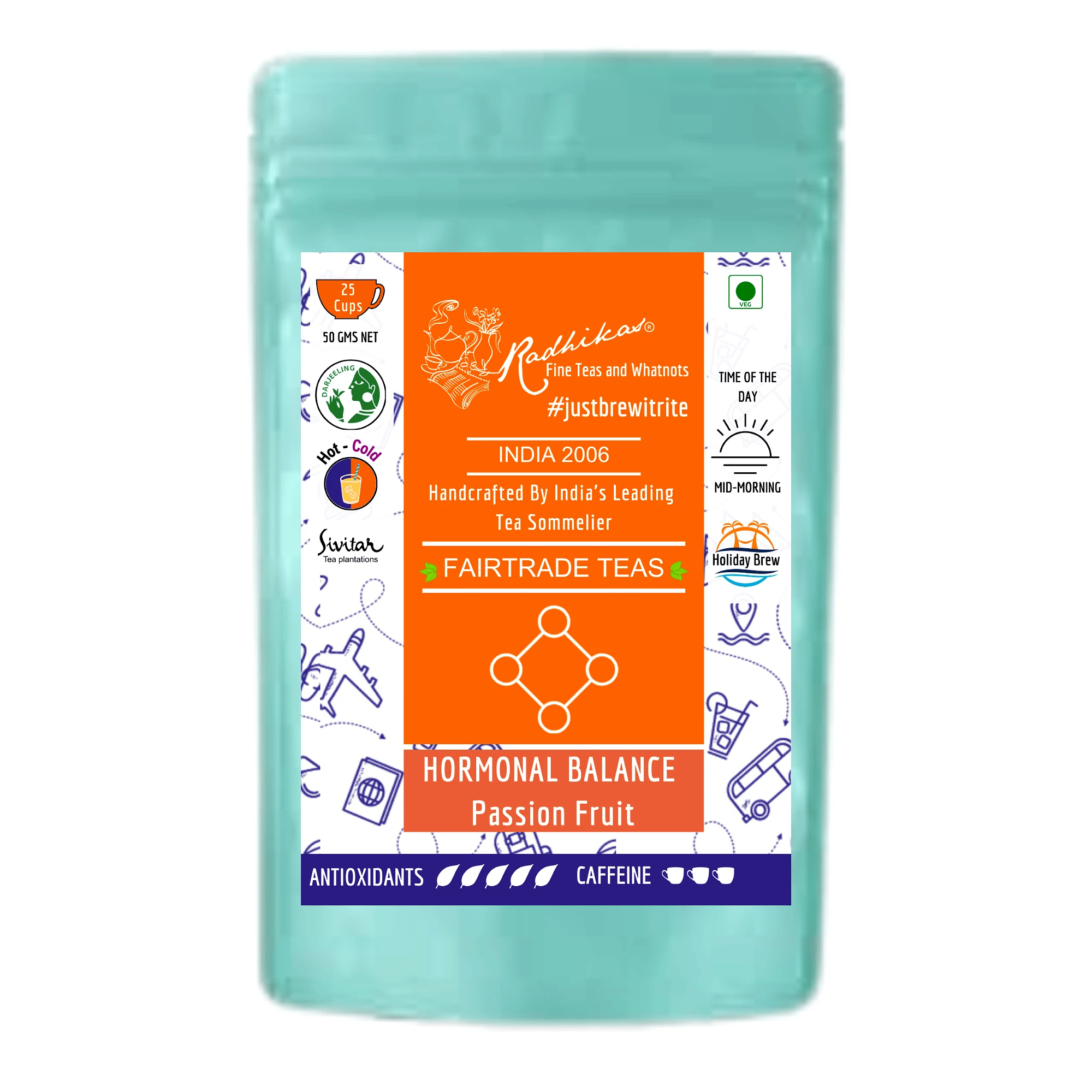 HORMONAL BALANCE Passion Fruit Darjeeling Leaf - Antioxidants & Mental Boost (50 gm - Makes 25 Cups of Tea) by M/S RADHIKAS FINE TEAS AND WHATNOTS