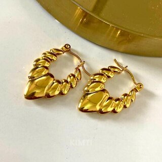 kimti 18K Gold Plated Golden Hoops Anti Tarnish Earring view 2