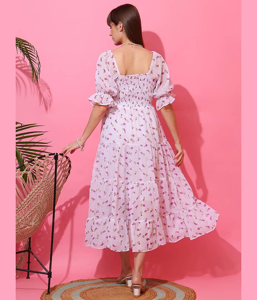 Sheetal associates Women Georgette Printed Fit & Flare Dress ( Pink ) view 2