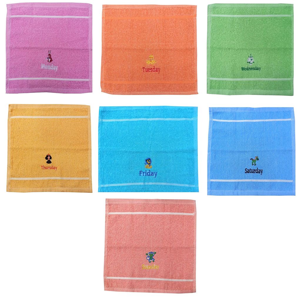 Mandhania Pure Cotton Monday to Sunday Pack of 7 Face Towels, Pack of 4 view 2