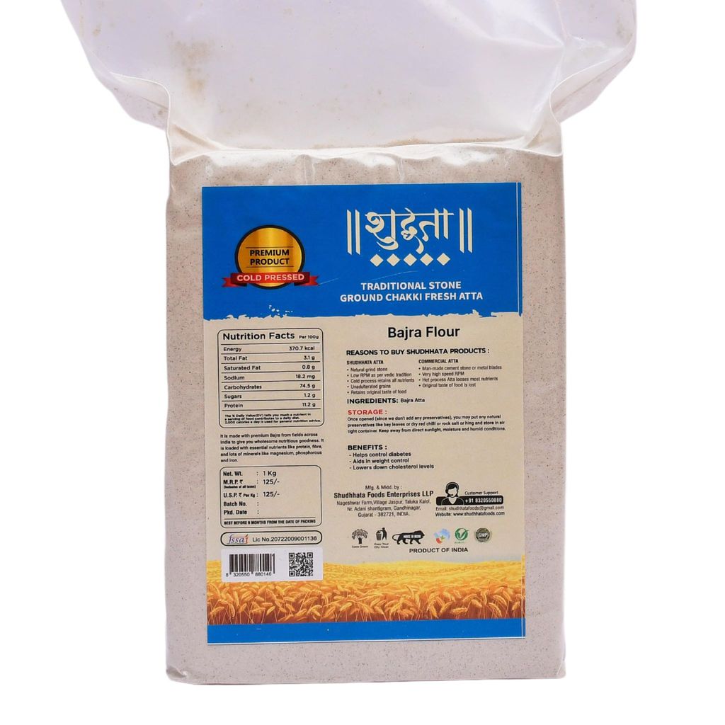 Shudhaata Premium Bajra Atta (1kg) - Wholesome Nutritious Goodness from India's Fields view 2