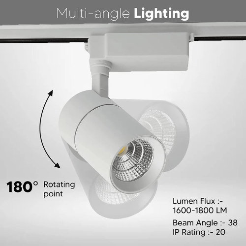 SPARKWORLD 20W LED Ceiling Spot Light | Rotatable Track Focus Light | Natural White | Pack of 1 (Track Not Included) view 2