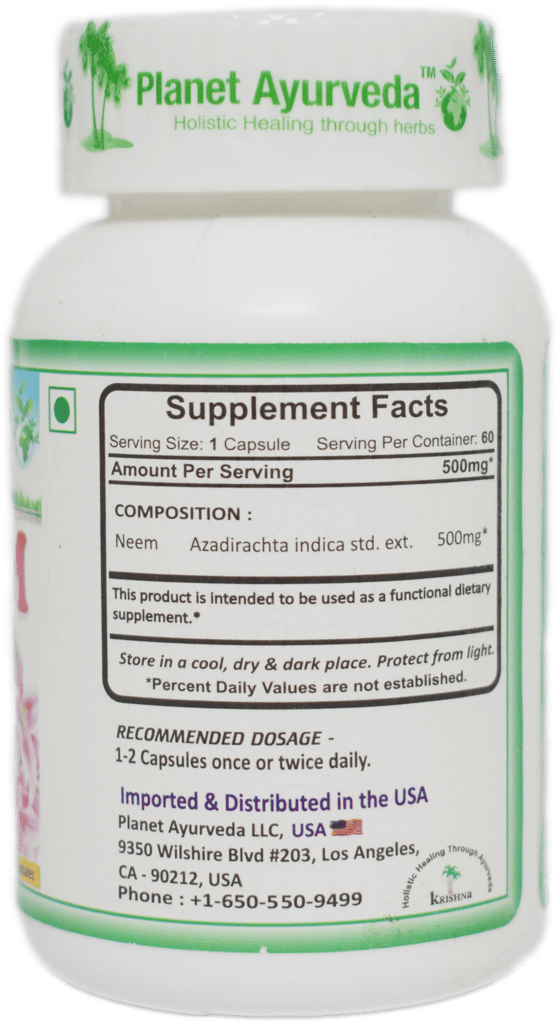 Planet Ayurveda Neem Capsules - 60 Count, 500mg - Supports Healthy Skin and Immune System - 100% Natural and Vegan view 2
