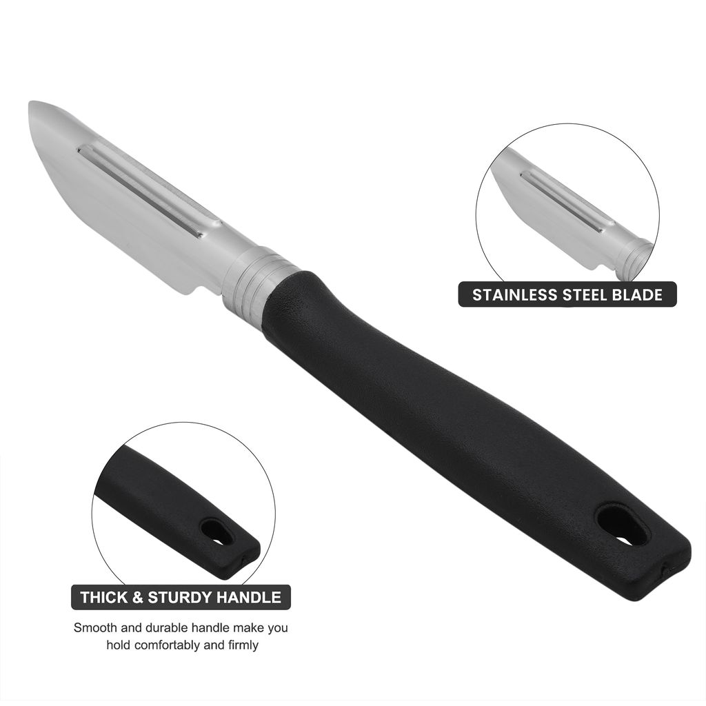 SNOKE® Straight Peeler , Peeler cutter , peeler for vegetables pack of 1 Silver color Blade with black color Strong Plastic Handle For Better Grip. view 2