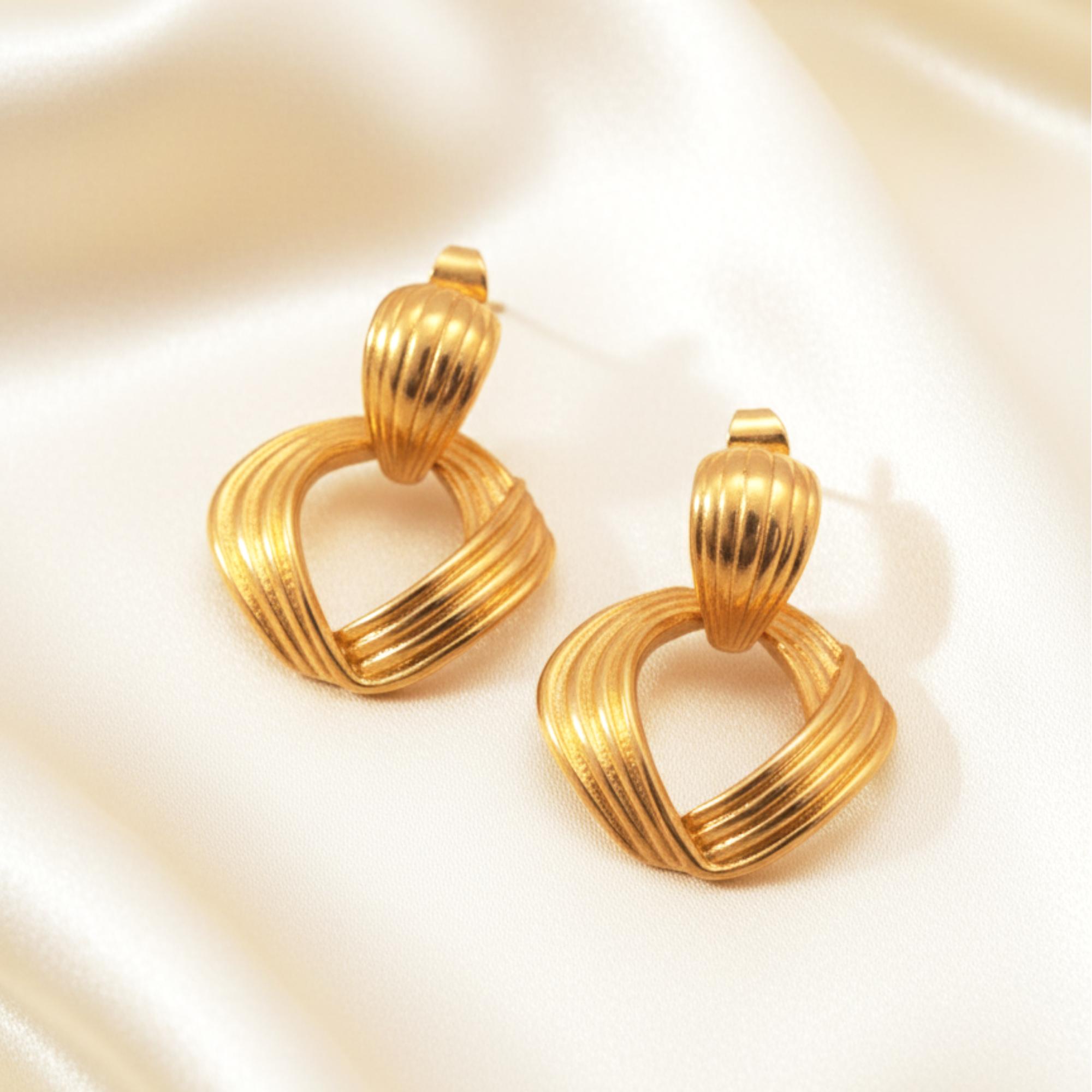 KAYYA21 Gold Textured Twisted Hoop Earrings – Stainless Steel | Anti-Tarnish, Lightweight | Pack of 1 view 2