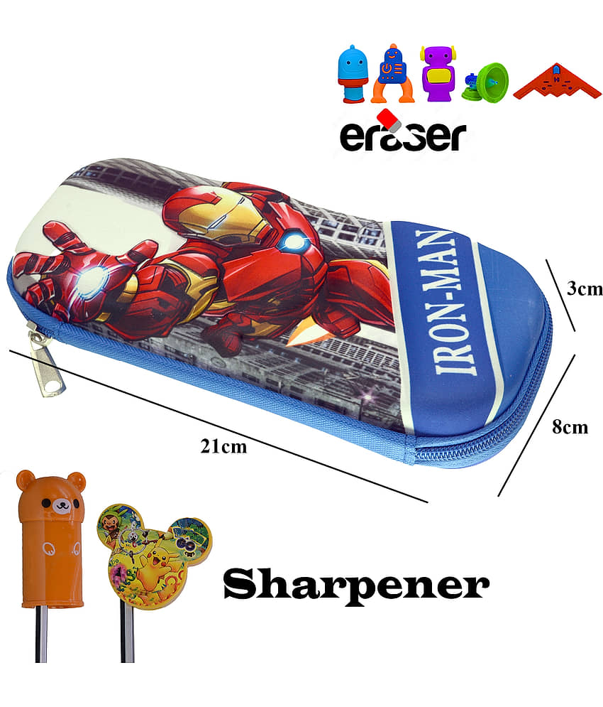 Eraser + Pencil Sharpeners + Pencil Box Pouch Cases view 2