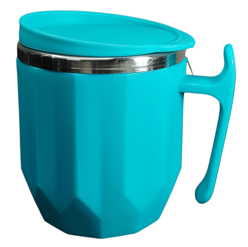 Diamond Coffee Mug with Lid and Stainless Steel Inside, Double Walled, Leakproof