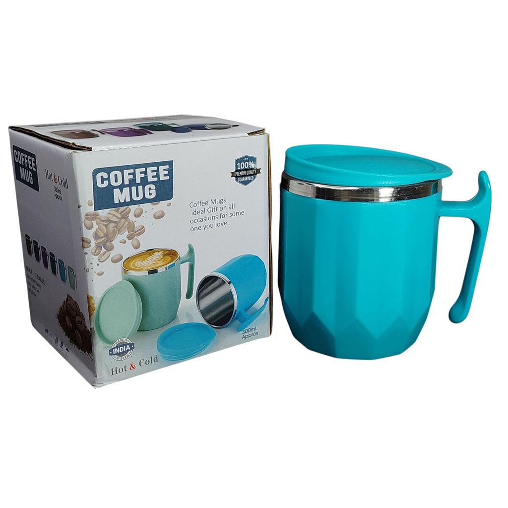 Diamond Coffee Mug with Lid and Stainless Steel Inside, Double Walled, Leakproof view 2