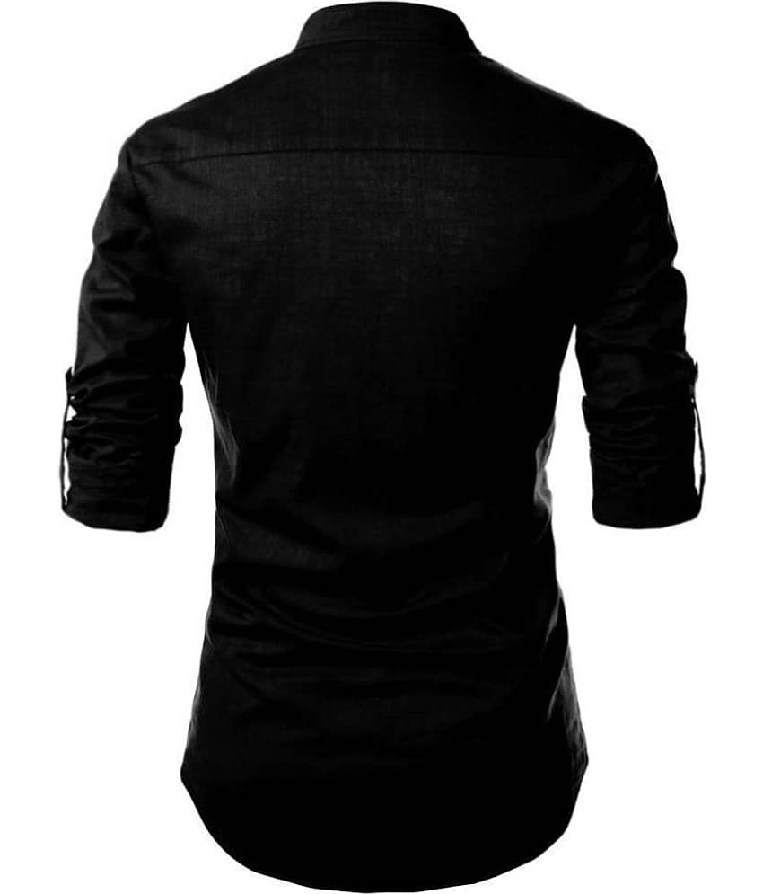Life Roads - Black Cotton Men's Shirt Style Kurta ( Pack of 1 ) view 2