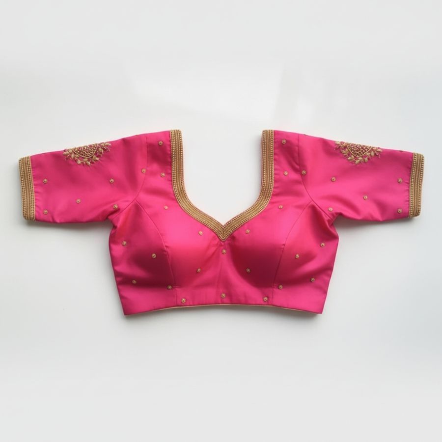 Pink Embroidered Ethnic Blouse view 2