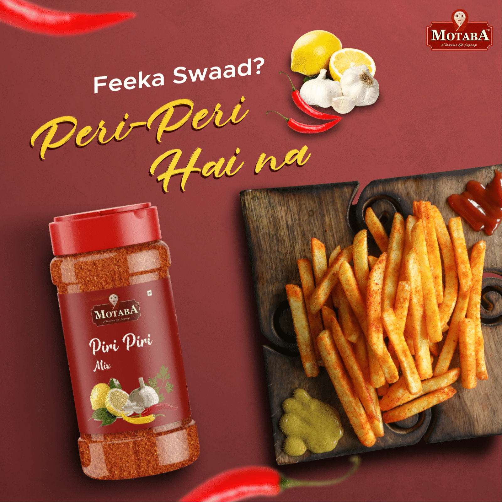 MOTABA Tasty Piri Piri Seasonings For Pizza & French Fries, 100 gm view 2