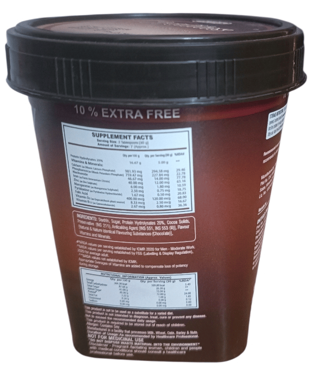 Protitas Protein with Vitamins & Minerals Powder Chocolate Flavour | Nutraceutical Protein Supplement | Adults | 200g + 10% Extra Free view 2