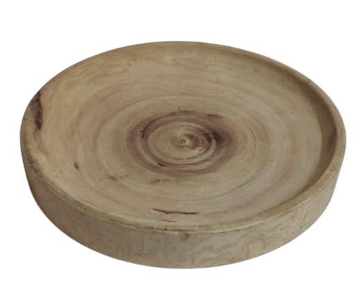 Round Wooden plate with a Natural Finish view 2