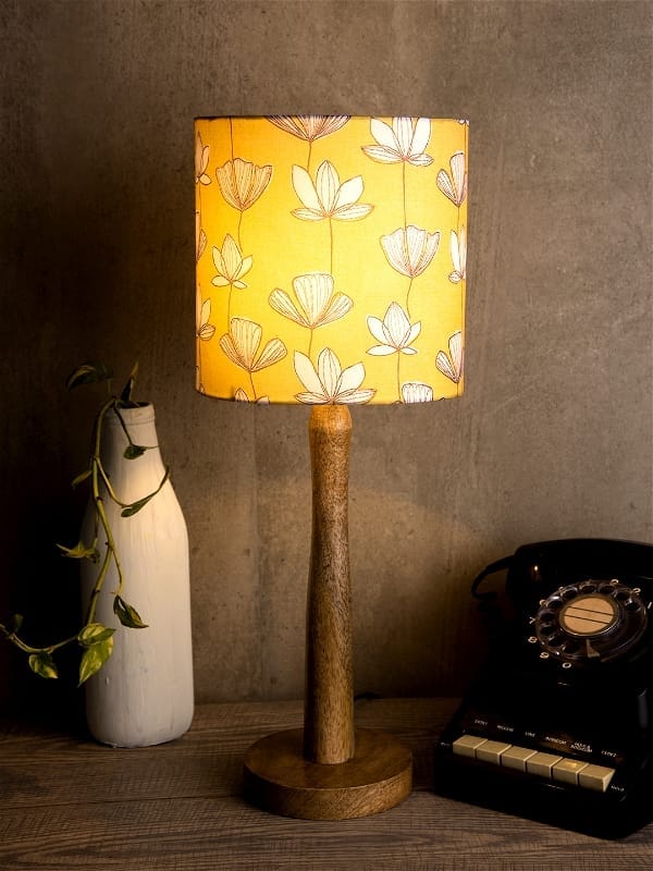 Mustard Flora Wooden Lamp view 2