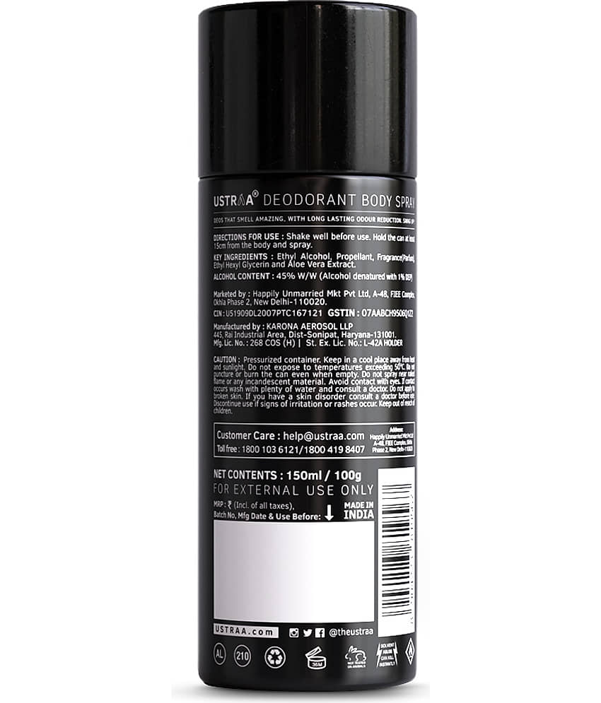 Ustraa Black Deodorant - 150ml & Hair Wax Matt Look Strong Hold -100g view 2